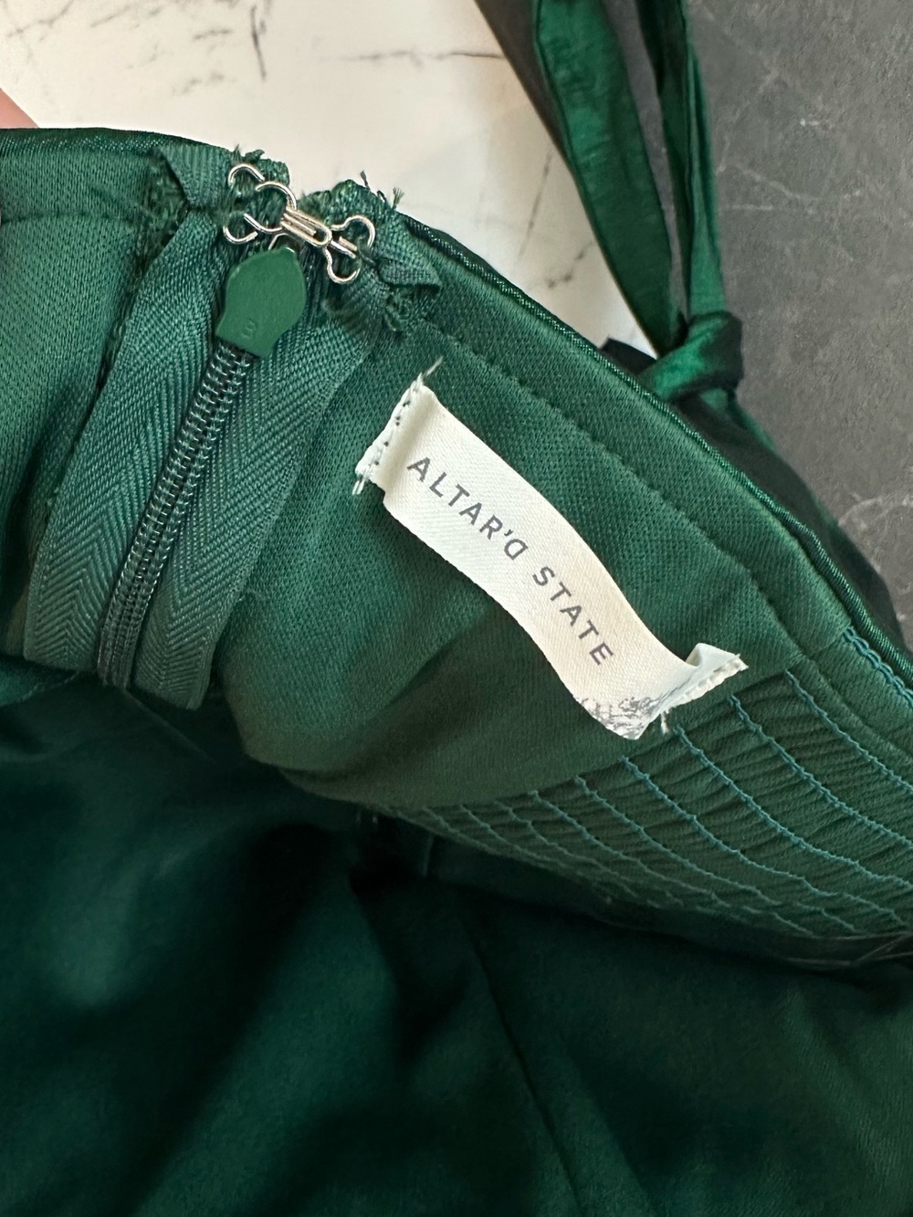 Altar'd State Strapless Dark Emerald Satin Party Dress - Picture 6 of 8